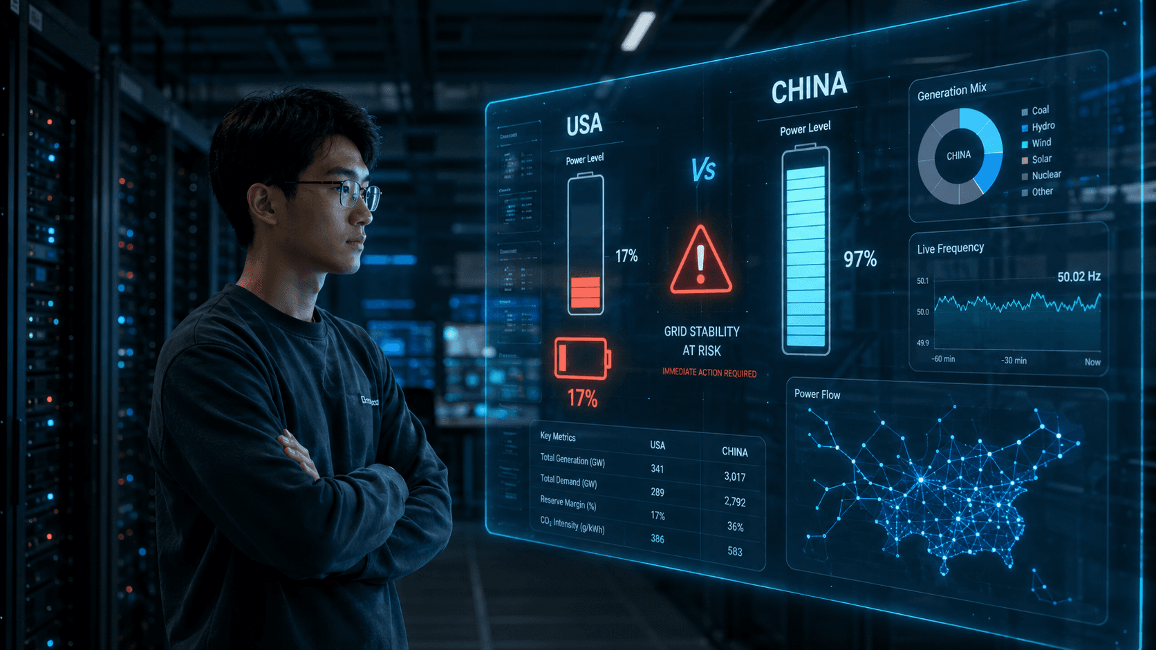 AI is booming both in US and China... Wait a second, is the battery level enough?